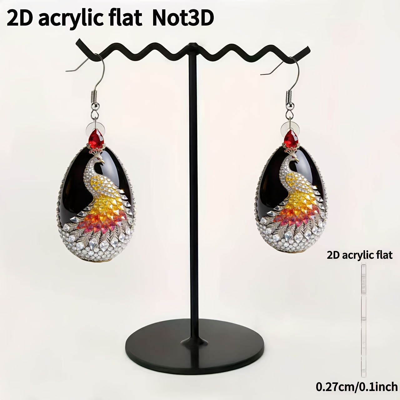 2pc Set of Fresh 2D Acrylic Peacock Earrings